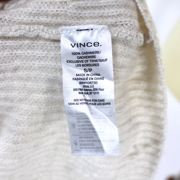 Vince Cashmere Crewneck Sweater Ribbed Knit Beige Cropped Pullover Size S - Picture 6 of 6